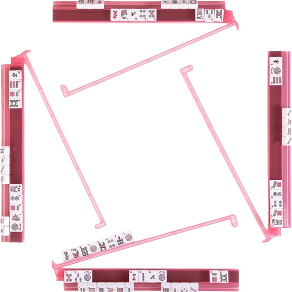 Mahjong Racks with Pushers, Set of 4, Pink - Picture 1 of 7